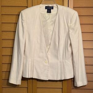 Vintage, E.H. Woods, White Pleated, Shoulder Pads Blazer